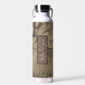 Chic Feathers mit Zebra Print Monogram Water Trinkflasche (Vorne)