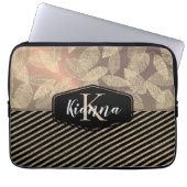 Chic Feathers with Glittery Stripes Monogram Laptopschutzhülle (Vorderseite)