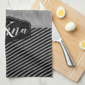 Chic Feathers with Silver Stripes Monogram Geschirrtuch (Viertel Falte)