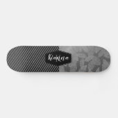 Chic Feathers with Silver Stripes Monogram Skate Skateboard (Horizontal)