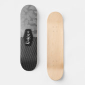Chic Feathers with Silver Stripes Monogram Skate Skateboard (Vorderseite)