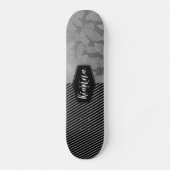 Chic Feathers with Silver Stripes Monogram Skate Skateboard (Vorderseite)