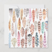 Chic Federn schworen. Boho Hochzeit speichern Sie  Einladung (Rückseite)