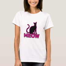 Chic Feline Charm - Pink "MEOW" Cat Silhouette