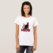 Chic Feline Charm - Red "MEOW" Cat Silhouette T-Shirt (Vorne ganz)