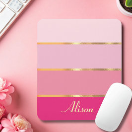 Chic feminin moderne pinkfarbene Goldbezeichnung Mousepad