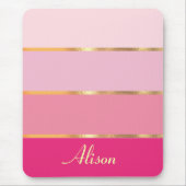 Chic feminin moderne pinkfarbene Goldbezeichnung Mousepad (Vorne)