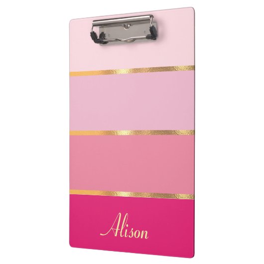 Chic feminin rosa Goldname Klemmbrett (Links)