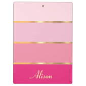 Chic feminin rosa Goldname Klemmbrett (Rückseite)