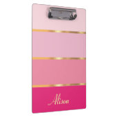 Chic feminin rosa Goldname Klemmbrett (Rechts)