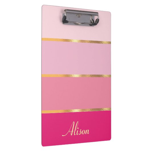 Chic feminin rosa Goldname Klemmbrett (Rechts)