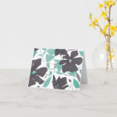 Chic Feminine Aquamarin Graues Blumenmuster Karte (Gelbe Blume)
