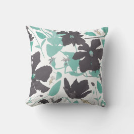 Chic Feminine Grau Aquamarines Blumenmuster Kissen