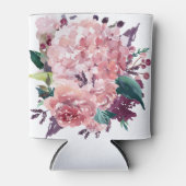 Chic Feminine Pink Aquarell Blütenfarben Dosenkühler (Vorderseite)