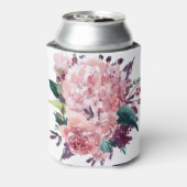 Chic Feminine Pink Aquarell Blütenfarben Dosenkühler (Kanne Rückseite)