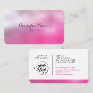 Chic feminines rosa metallisches Logo Geschäftsbra Visitenkarte