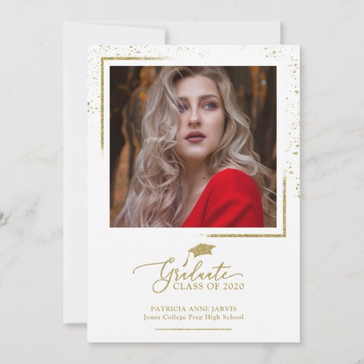 Chic Festive Abschluss Ankündigung Gold Glitzer (Vorderseite)
