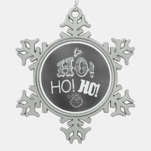 Chic Festive Chalkboard Ho, Ho Santa Schneeflocken Zinn-Ornament