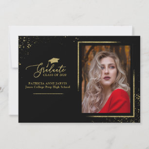 Chic Festive Grad Ankündigung Gold Glitzer Foto
