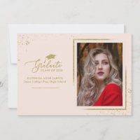 Chic Festive Grad Ankündigung Gold Glitzer Foto