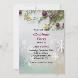 Chic Festive Pine Beerine Weihnachtsfest Party Einladung