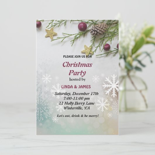 Chic Festive Pine Beerine Weihnachtsfest Party Einladung (Stehend Vorderseite)
