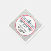 Chic & Festive Rot Frohe Weihnachten Silberner Gli Serviette (Ecke)