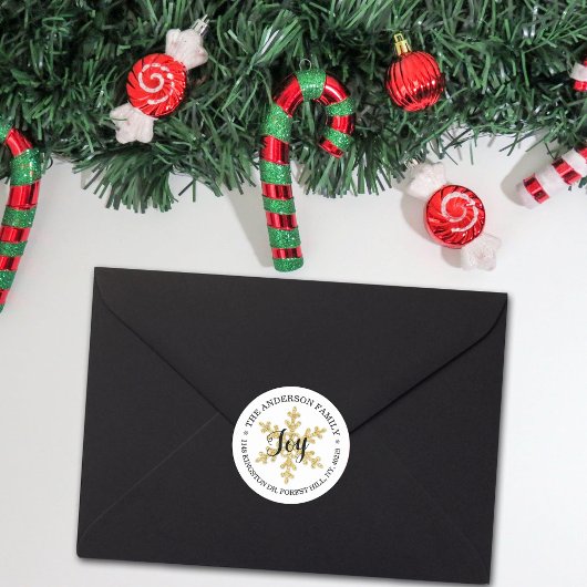 Chic Festive Snowflake Custom Rücksendeadresse Runder Aufkleber