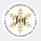 Chic Festive Snowflake Custom Rücksendeadresse Runder Aufkleber (Vorderseite)