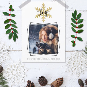 Chic Festive Snowflake Foto Feiertagskarte