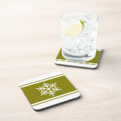 Chic Festive Snowflake Goldene Olivenweg Getränkeuntersetzer (Rechte Seite)