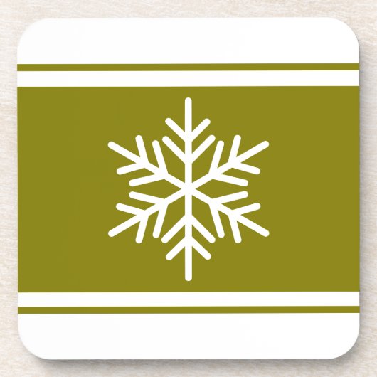 Chic Festive Snowflake Goldene Olivenweg Getränkeuntersetzer (Vorderseite)
