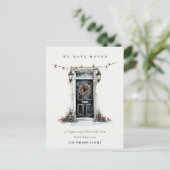 Chic Festive Winter Front Door We have Moved  Postkarte (Stehend Vorderseite)