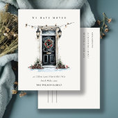 Chic Festive Winter Front Door We have Moved Postkarte
