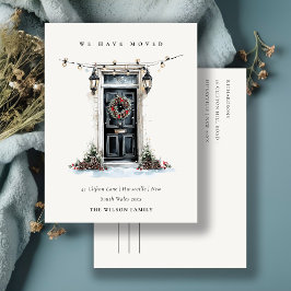 Chic Festive Winter Front Door We have Moved Postkarte