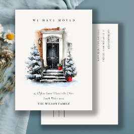 Chic Festive Winter Front Door We have Moved  Postkarte