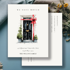 Chic Festive Winter Front Door We have Moved Postkarte