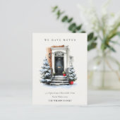 Chic Festive Winter Front Door We have Moved  Postkarte (Stehend Vorderseite)