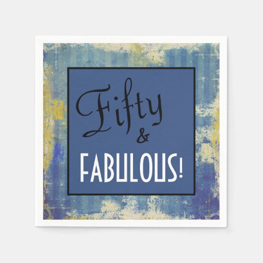 Chic Fifty & FABULOUS! Birthday Party Blue Denim Serviette (Vorderseite)