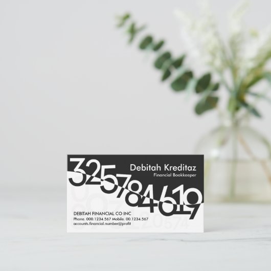Chic Financial Numbers Wave Visitenkarte (Stehend Vorderseite)