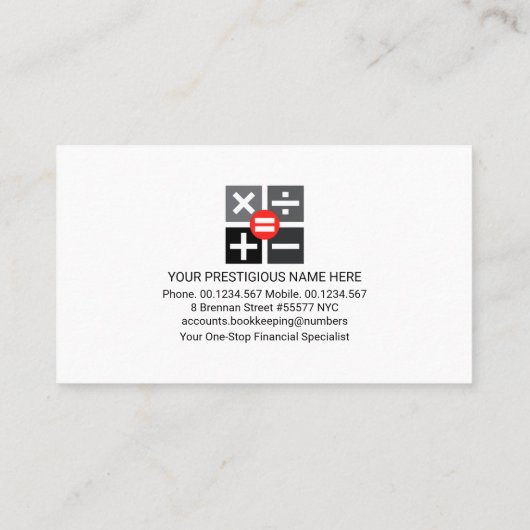 Chic Financial Numbers Wave Visitenkarte (Rückseite)