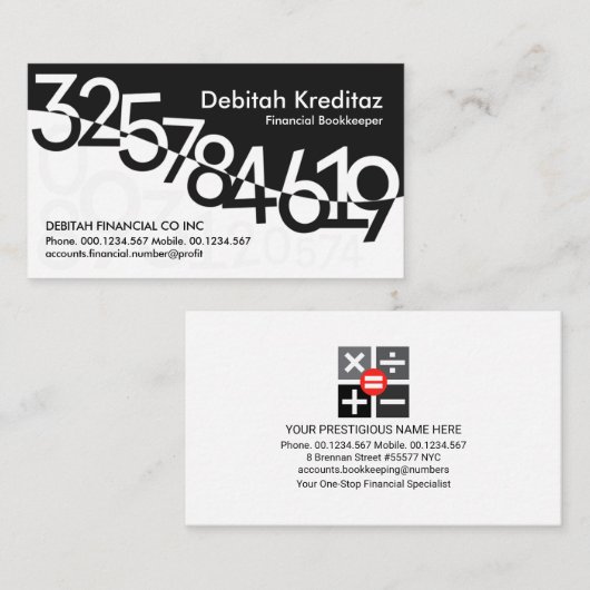 Chic Financial Numbers Wave Visitenkarte (Vorne/Hinten)