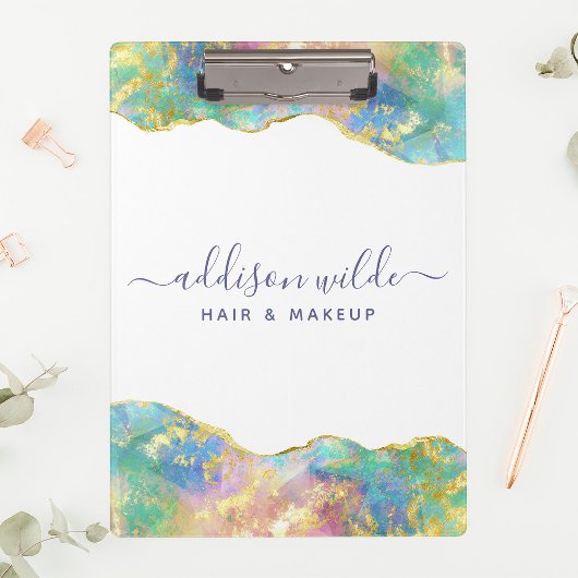 Chic Fire Opal Rainbow Gemstone Business Klemmbrett