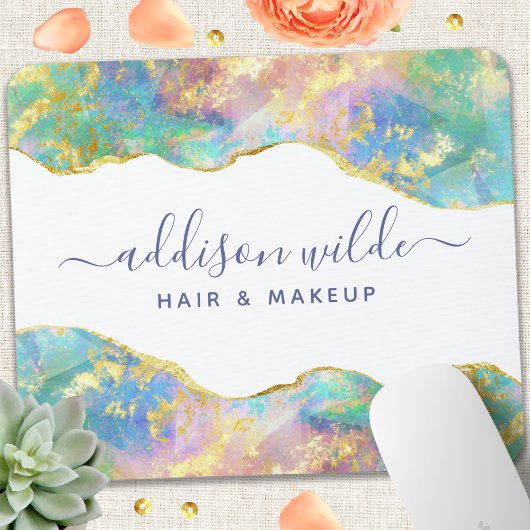 Chic Fire Opal Rainbow Gemstone Mouse Pad Mousepad