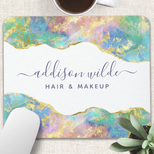 Chic Fire Opal Rainbow Gemstone Mouse Pad Mousepad