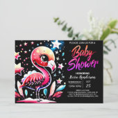 Chic Flamingo Editable Baby Dusche Einladung (Stehend Vorderseite)
