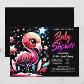 Chic Flamingo Editable Baby Dusche Einladung (Vorne/Hinten)