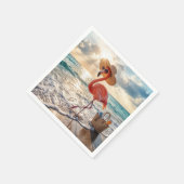 Chic Flamingo mit Sonnenhut und Sonnenbrille Serviette (Ecke)