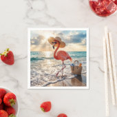 Chic Flamingo with Sun Hat and Sunglasses Serviette (Beispiel)