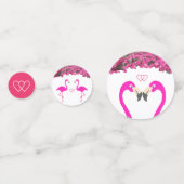 Chic Flamingos, Herz & tropische Blume Hochzeit Konfetti (Vorderseiten)